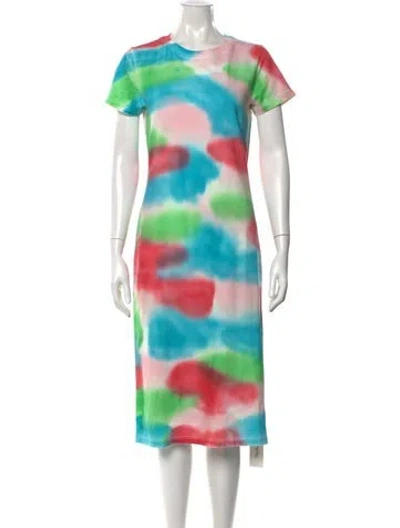 Pre-owned The Elder Statesman Tie-dye Print Midi Length Dress W/ Tags In Blue