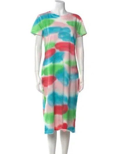 Pre-owned The Elder Statesman Tie-dye Print Midi Length Dress W/ Tags In Multi