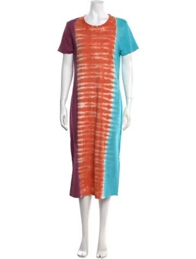 Pre-owned The Elder Statesman Tie-dye Print Midi Length Dress W/ Tags In Orange