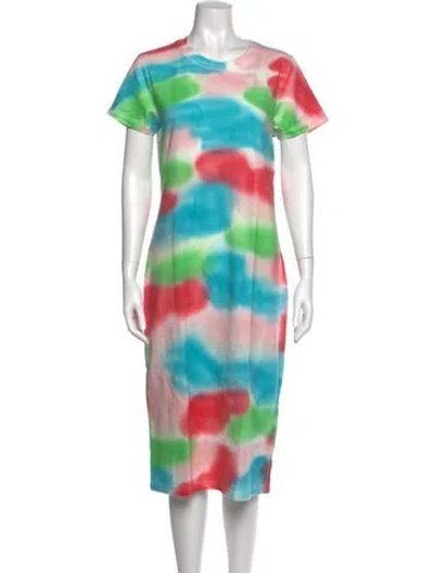 Pre-owned The Elder Statesman Tie-dye Print Midi Length Dress W/ Tags In Pink