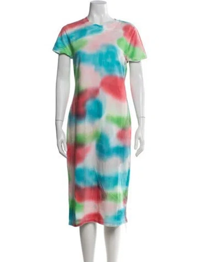 Pre-owned The Elder Statesman Tie-dye Print Midi Length Dress W/ Tags In Pink