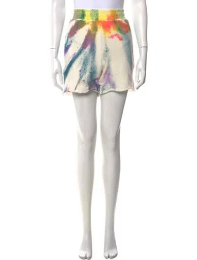 Pre-owned The Elder Statesman Tie-dye Print Mini Shorts In White