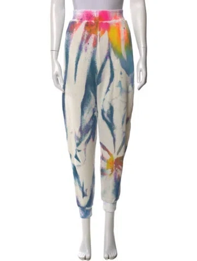 Pre-owned The Elder Statesman Tie-dye Print Skinny Leg Pants In White