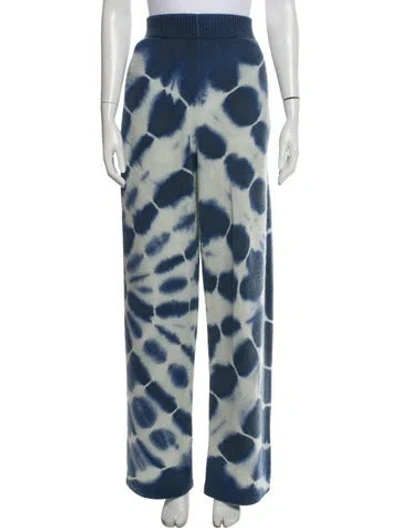 Pre-owned The Elder Statesman Tie-dye Print Wide Leg Pants In Blue
