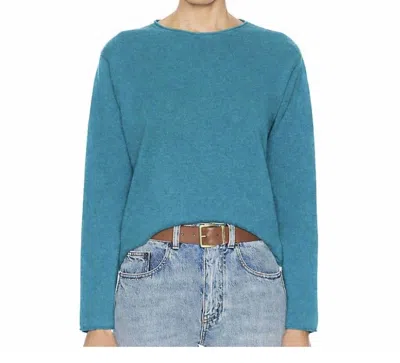 The Elder Statesman Tranquility Roll Crew Sweater In Santorini In Blue
