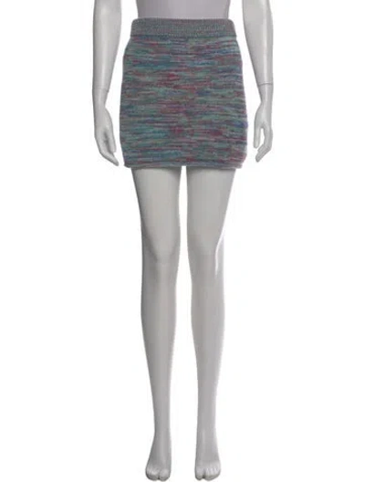 Pre-owned The Elder Statesman Tweed Pattern Mini Skirt In Green
