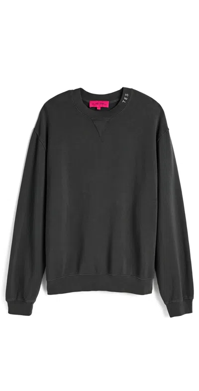 The Elder Statesman Unisex Daily Crew Sweatshirt Coal In Black