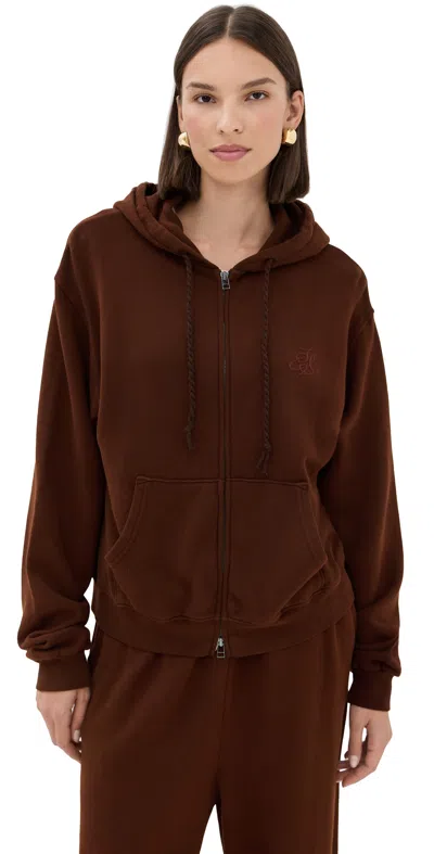 The Elder Statesman Unisex Daily Zip Hoodie Wenge In Brown