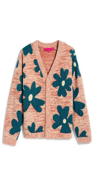 The Elder Statesman Unisex Floral Sun & Moon Unisex Cardigan Floral Multi In Brown
