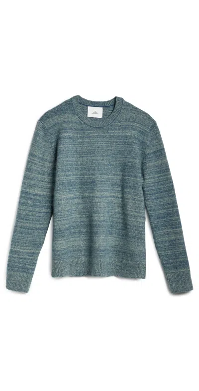 The Elder Statesman Unisex Nimbus Contrast Statesman Cashmere Sweater Sea Blue/pistachio