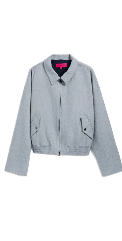 The Elder Statesman Unisex Stone Zip Bomber Storm In Blue