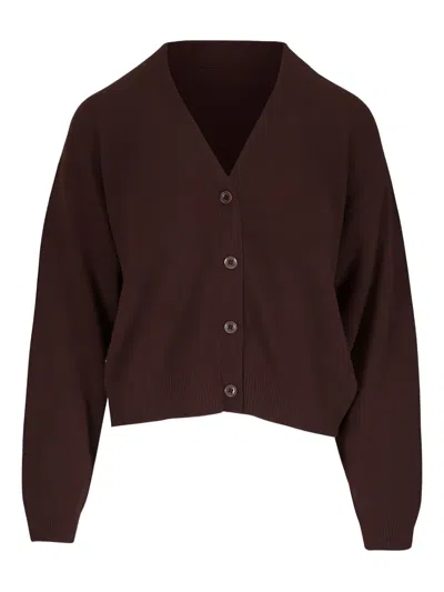 The Elder Statesman V-neck Buttoned Cardigan In Burgundy