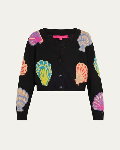 THE ELDER STATESMAN V-NECK SHELL INTARSIA CASHMERE CARDIGAN
