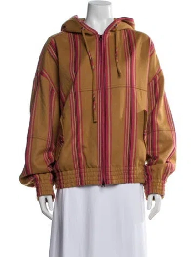 Pre-owned The Elder Statesman Virgin Wool Striped Jacket W/ Tags In Orange