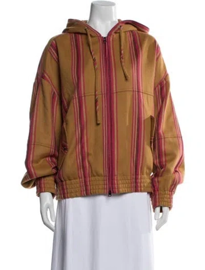 Pre-owned The Elder Statesman Virgin Wool Striped Jacket W/ Tags In Orange