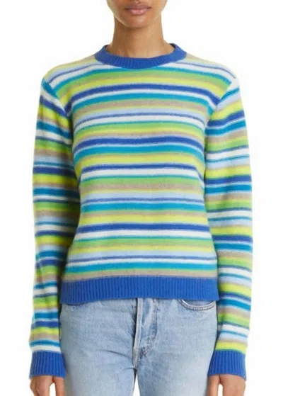 The Elder Statesman Vista Stripe Crew Sweater In Blue Multi