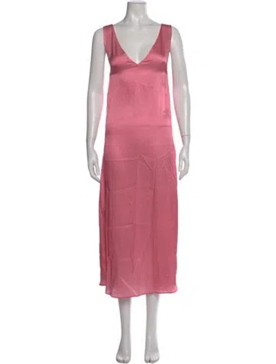 Pre-owned The Elder Statesman V-neck Long Dress In Pink