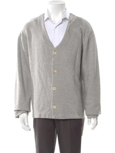 Pre-owned The Elder Statesman V-neck Long Sleeve Cardigan W/ Tags In Gray