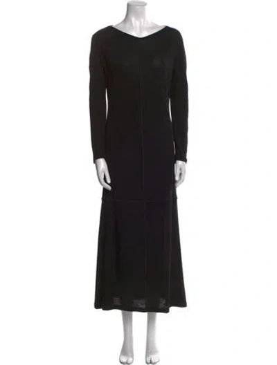Pre-owned The Elder Statesman V-neck Midi Length Dress In Black