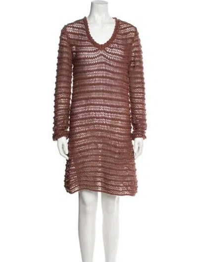 Pre-owned The Elder Statesman V-neck Mini Dress In Brown
