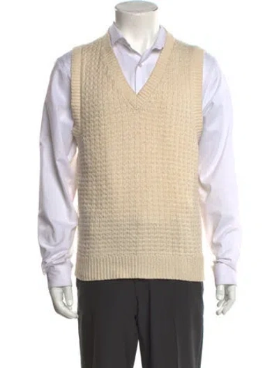 Pre-owned The Elder Statesman V-neck Sleeveless Sweater Vest In Neutral