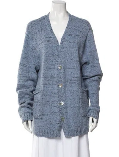 Pre-owned The Elder Statesman V-neck Sweater In Blue