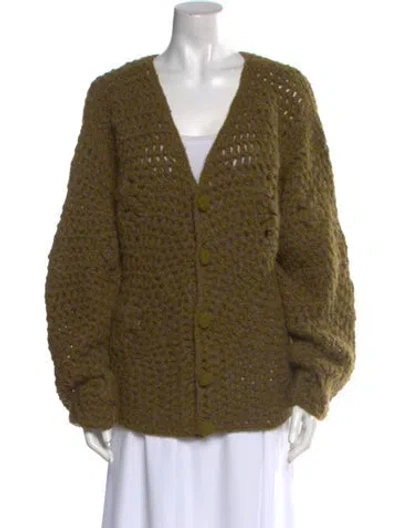 Pre-owned The Elder Statesman V-neck Sweater In Green