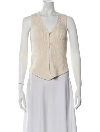 Pre-owned The Elder Statesman V-neck Sweater In Neutrals