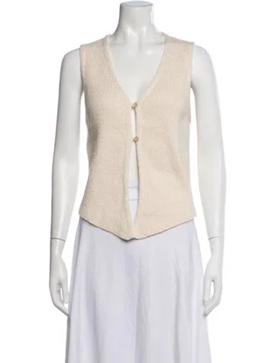 Pre-owned The Elder Statesman V-neck Sweater W/ Tags In Neutrals