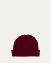 The Elder Statesman Watchman Cashmere Ribbed Beanie In Merlot
