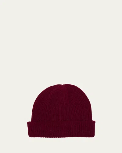 The Elder Statesman Watchman Cashmere Ribbed Beanie In Merlot
