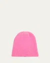 The Elder Statesman Watchman Cashmere Ribbed Beanie In Neon Pink