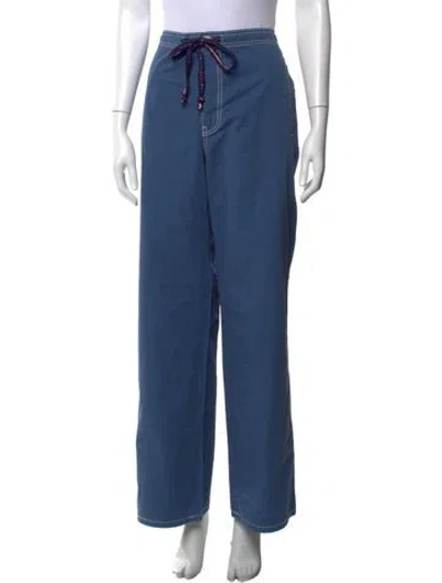 Pre-owned The Elder Statesman Wide Leg Pants In Blue