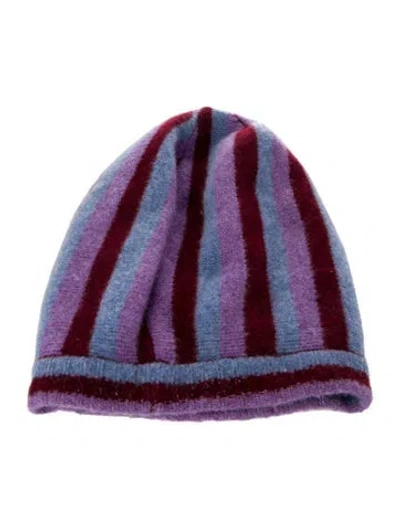 Pre-owned The Elder Statesman Women's Cashmere Knit Hat In Purple