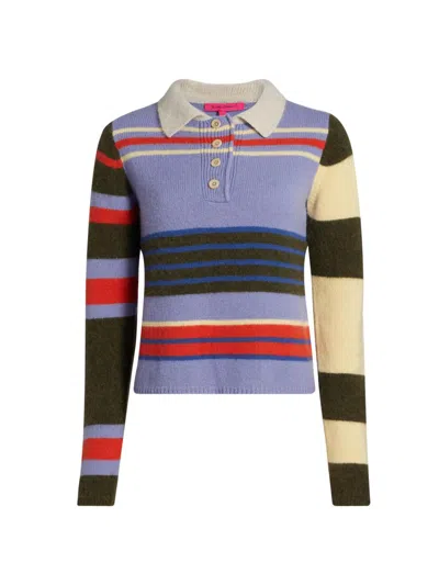 The Elder Statesman Chaos Striped Cashmere Polo Sweater In Multi