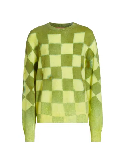The Elder Statesman Women's Chess Tranquility Cashmere Sweater In Green
