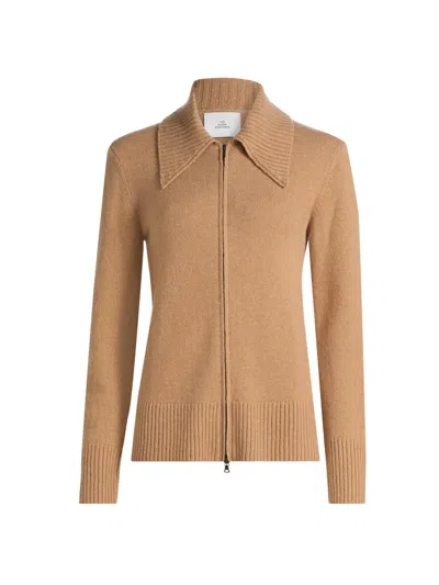 The Elder Statesman Women's Coastal Cashmere Zip Jacket In Brown