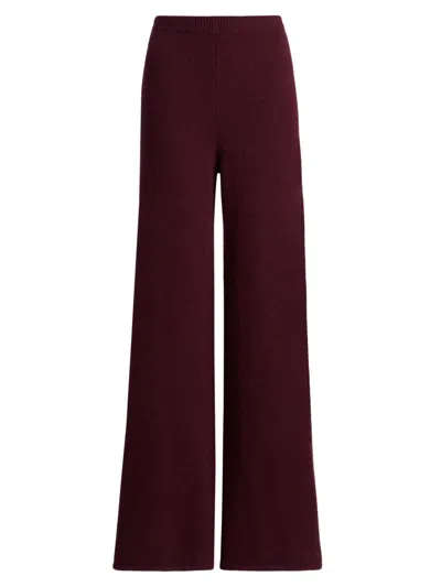 The Elder Statesman Women's Juniper Cashmere Knit Pants In Burgundy