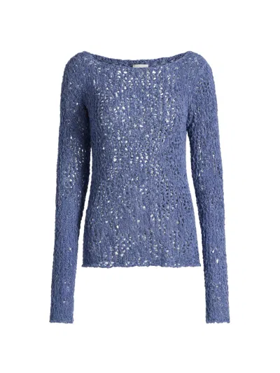 The Elder Statesman Women's Lake Pointelle Sweater In Blue