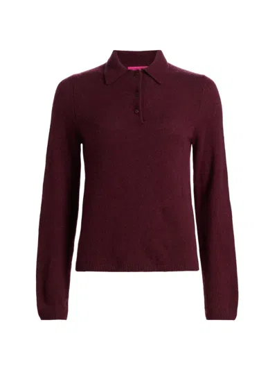 The Elder Statesman Women's Laurel Cashmere Polo Shirt In Burgundy