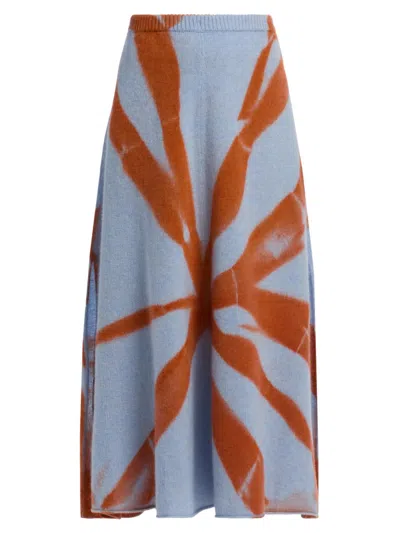 The Elder Statesman Women's Mythic Dyed Cashmere Midi-skirt In Blue