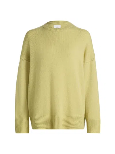 The Elder Statesman Women's Nimbus Calla Cashmere-cotton Crewneck Sweater In Green