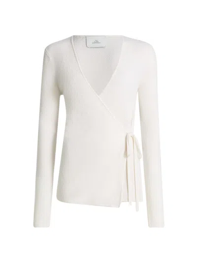 The Elder Statesman Women's Pebble Beth Wrap Cardigan In White