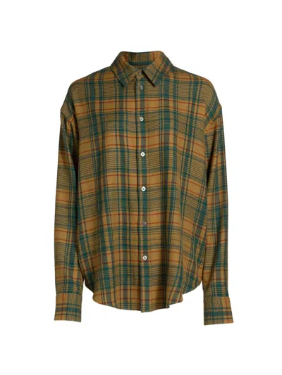 The Elder Statesman Women's Plaid Cashmere-wool Big Shirt In Green