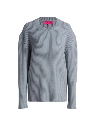 The Elder Statesman Women's Ribbed Cashmere Crewneck Sweater In Blue