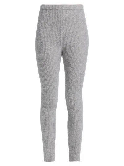 The Elder Statesman Women's Rib-knit Cashmere-silk Pants In Gray