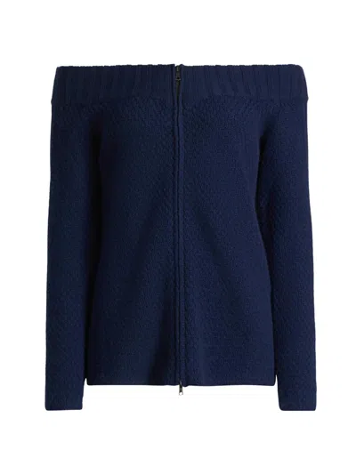 The Elder Statesman Women's Rosie Cashmere Off-the-shoulder Cardigan In Blue