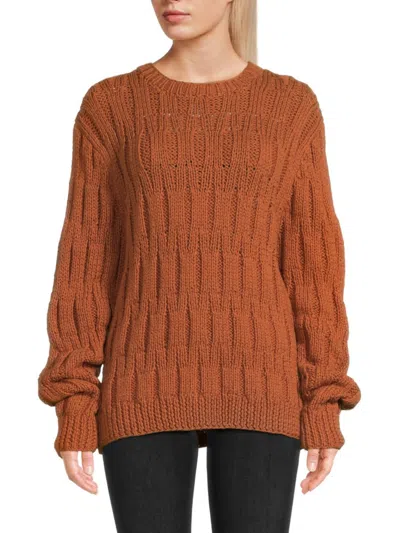 The Elder Statesman Women's Tide Stitch Cotton & & Wool Sweater In Bronze
