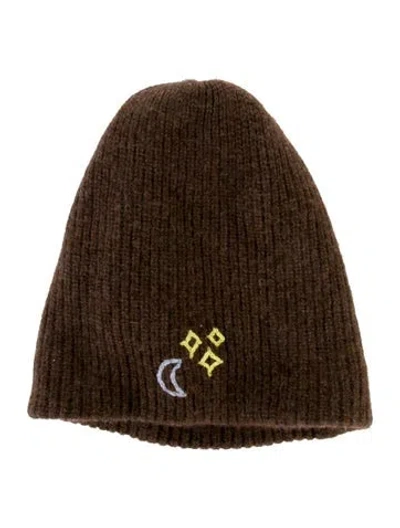 Pre-owned The Elder Statesman Wool Beanie In Brown