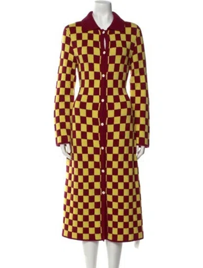 Pre-owned The Elder Statesman Wool Long Dress In Burgundy